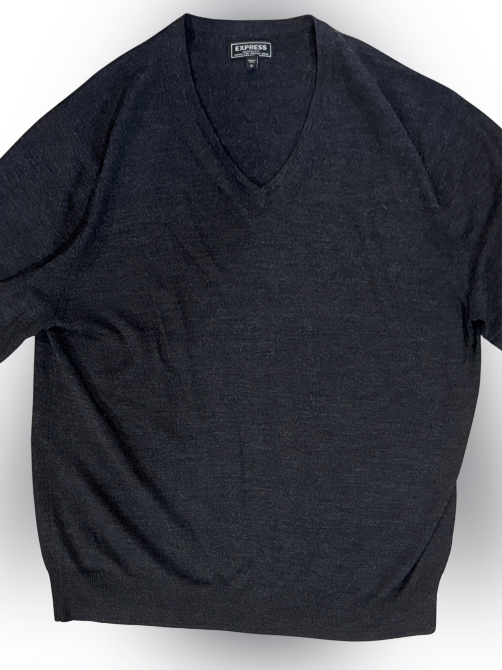 Express Men's V-Neck Merino Wool Sweater in Charcoal Black